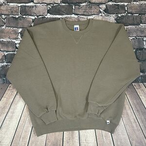 Vintage Russell Athletic Blank Plain Crewneck Sweatshirt Men’s Large Brown 90s